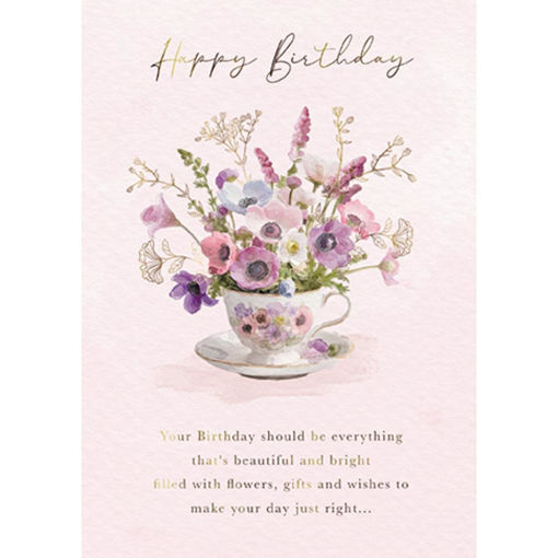 Picture of FLOWERS IN TEACUP BIRTHDAY CARD
